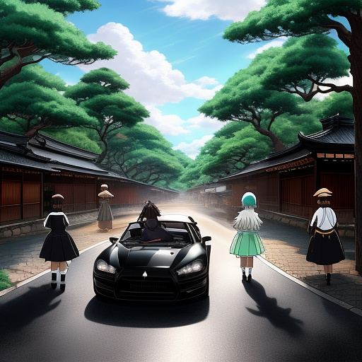 Black magic people on roads of kerala  in anime style