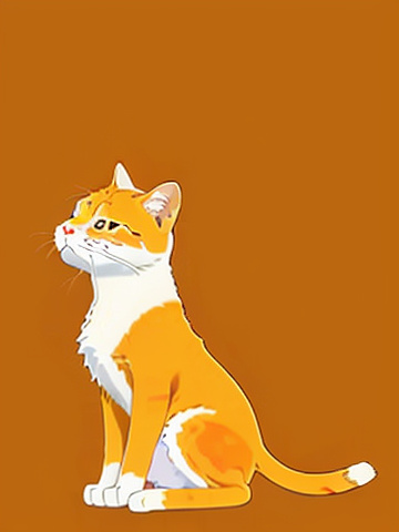 Orange tabby cat wearing a hachimaki with the rising sun on its forehead.
 in anime style