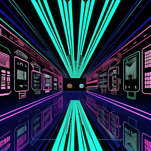 "generate a futuristic, tech-inspired logo for the brand “baran graphic”.  

use a geometric or pixel-style font that looks modern and digital.  

color palette: deep navy blue and neon green .  

add neon light effects, network grids, or circuit board elements.  

dark background with glowing highlights, conveying advanced technology." in anime style