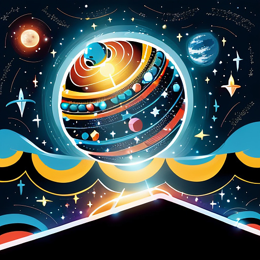 A cheerful transformer flies through space against the backdrop of planets. in disney painted style