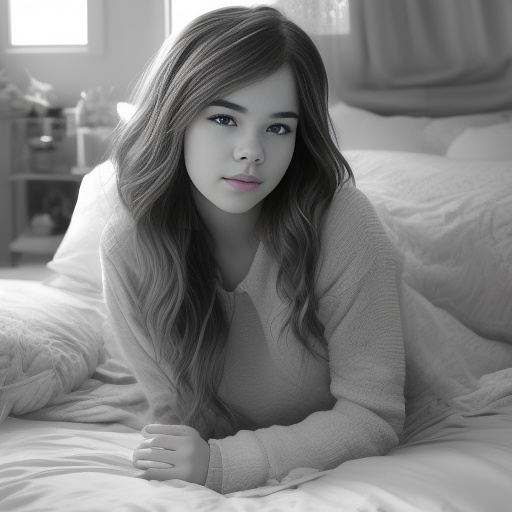 Hailee steinfeld in bed lingeree in bw photo style