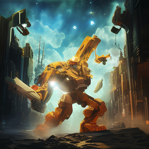 A cheerful transformer flies through space against the backdrop of planets. in disney painted style