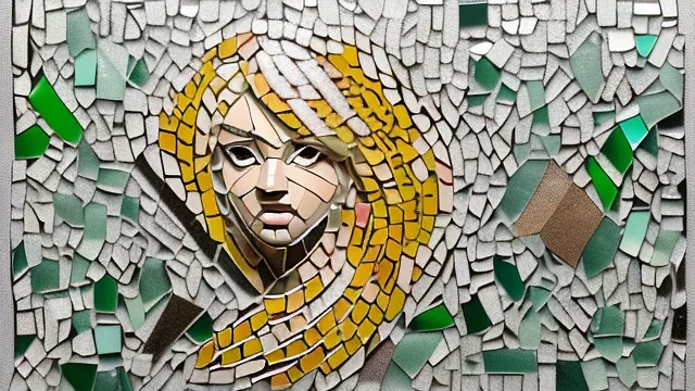 A blonde queen in mosaic style