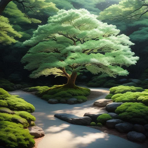 Tree mixed with seaweed 
 in anime style
