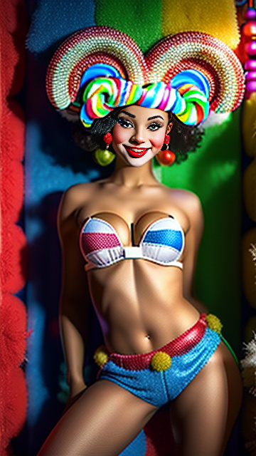 Sexy clown girl in kids painted style