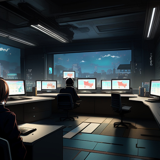 A boy and girl on their laptops, doing as professionals do: hacking. skelersecurity. the group has a boy and 2 girls. mention as they are hacking. make the look realistic.

 in anime style