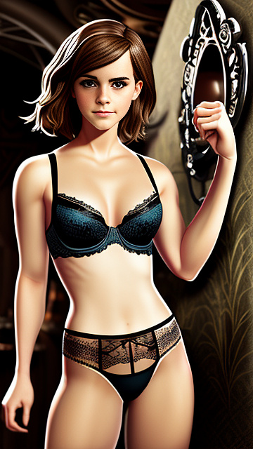 Emma watson in lingerie in disney painted style