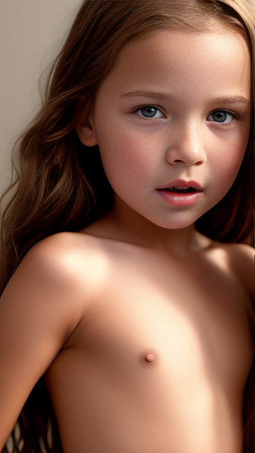 A 9-year-old naked girl is sucking another girl's breast. in custom style