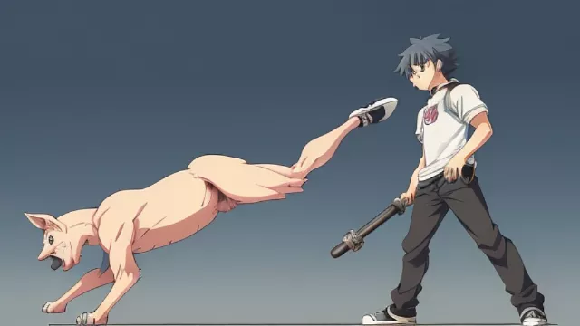A male bully twiddles his male bully's trunnion in anime style
