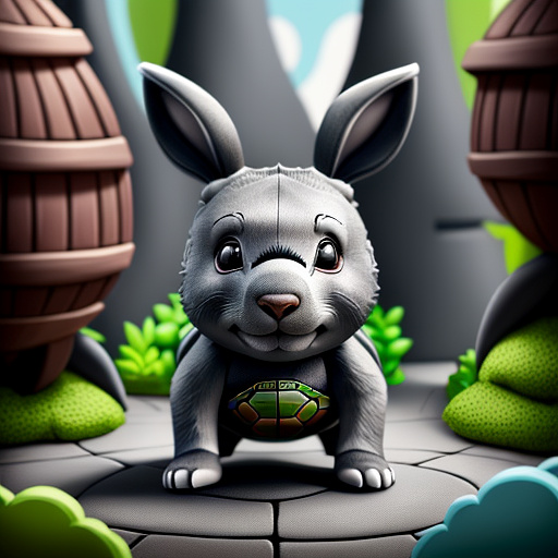 A little grey bear, a little rabbit and a little turtle were humiliated. in disney painted style