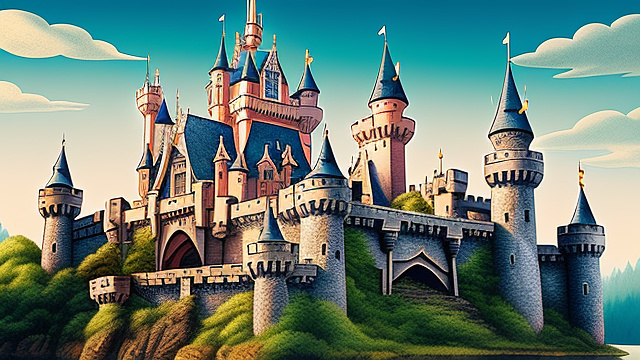 Medieval castle in disney painted style