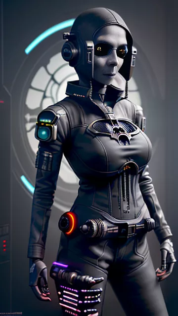 Photorealistic orbital fighter pilot with cybernetic interface.

 in gothic style