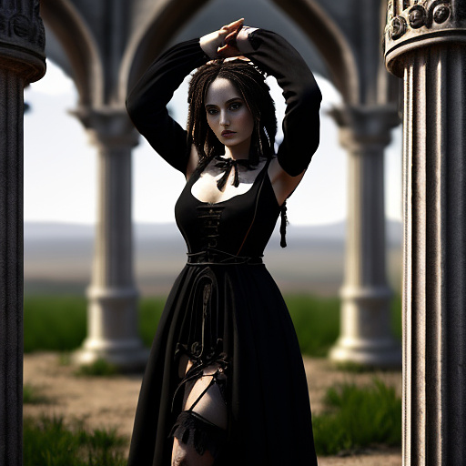 A woman was tied to a pillar, without any clothes on her body. her skin was bronze, her eyes were sharp, her face was wild and beautiful, and her hands and feet were tied to the pillar with rough hemp ropes. in gothic style