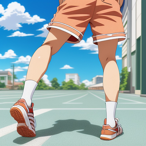 Boy wearing adidas shorts and then shows his feet in anime style