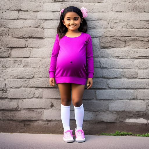 10 year old girl pregnant wearing none  full body cute in custom style