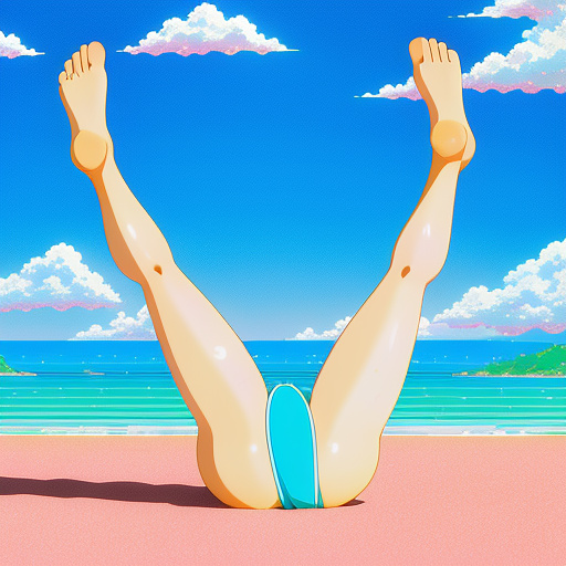 Little girls bikini legs spread in anime style