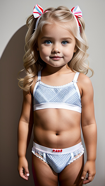 White blond 3 year old girl,  sexy underwear  in custom style