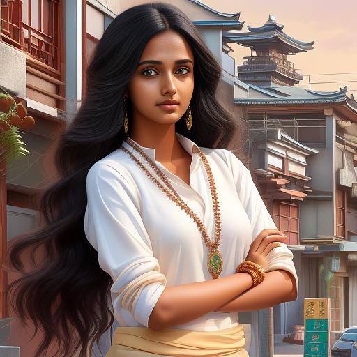 Western modern tamil indian woman, wearing jeans and top, tan and soft colors, comic book aesthetic, modern setting, detailed facial features, high quality, pop art, pastel colors, urban, nice pose, detailed clothing, modern, lighting,
heavy indian jewellery, illustration in anime style