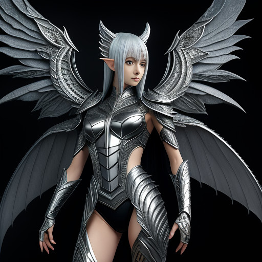 Reptilian humanoid with wings, leathery skin, silver hair, pointy ears anime.png