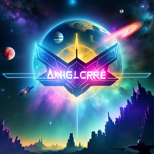 A cheerful transformer flies through space against the backdrop of planets. in angelcore style