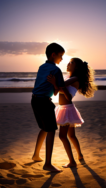 A romantic moment between a childhood couple. the grade-6 sexy hot girl does sandungueo dance with the grade-6 boy. in custom style