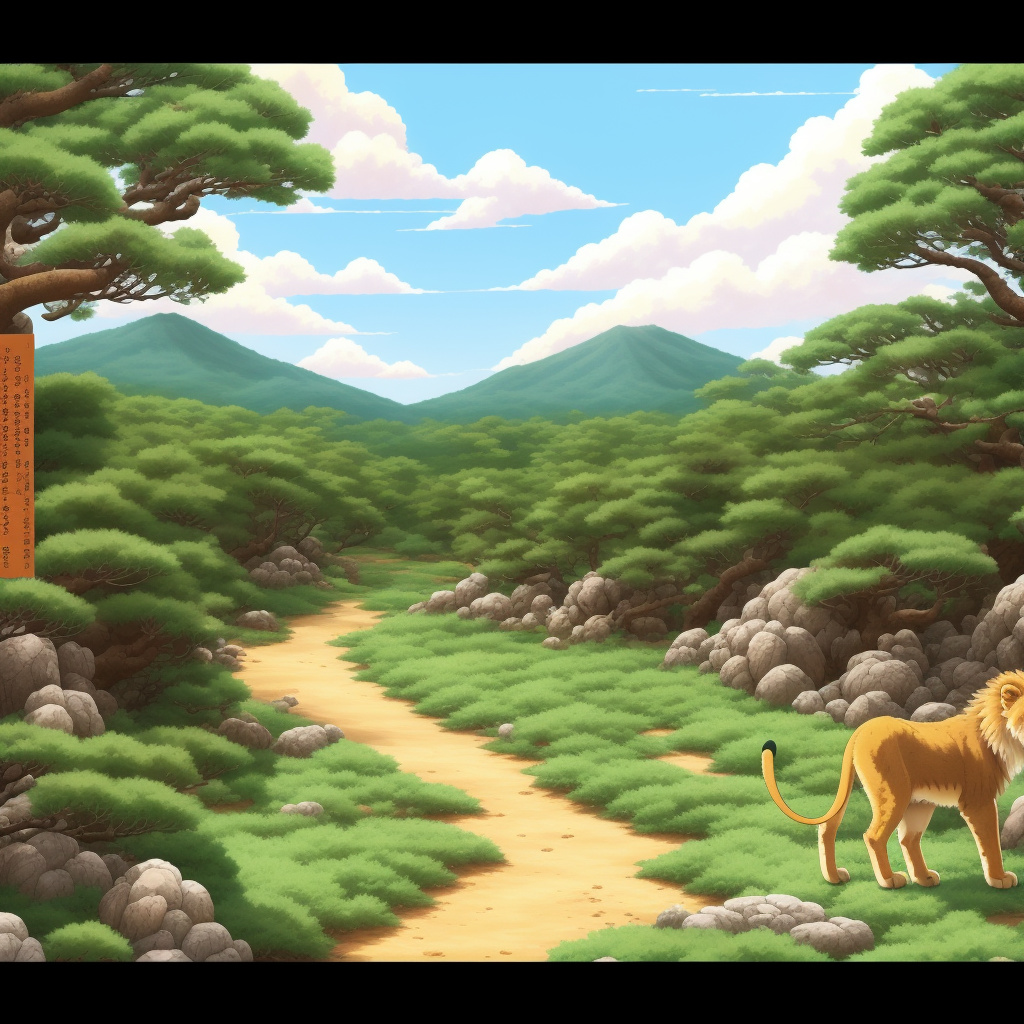 /imagine a cute lion cub named leo with bright eyes and soft paws, standing in the golden african savannah. other lion cubs are roaring loudly “roar!” while leo squeaks with a tiny “meep.” warm, colorful, child-friendly illustration, cartoon style, soft edges, vibrant colors, perfect for a picture book. in anime style