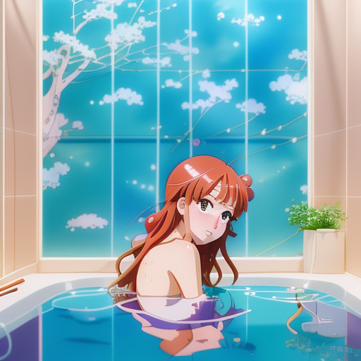 Women in bathtub in anime style