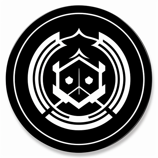 Samurai clan symbol painted in black on white flag  in anime style