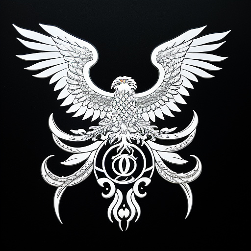 Two headed eagle with one head of a eagle and second head of a alien  in anime style