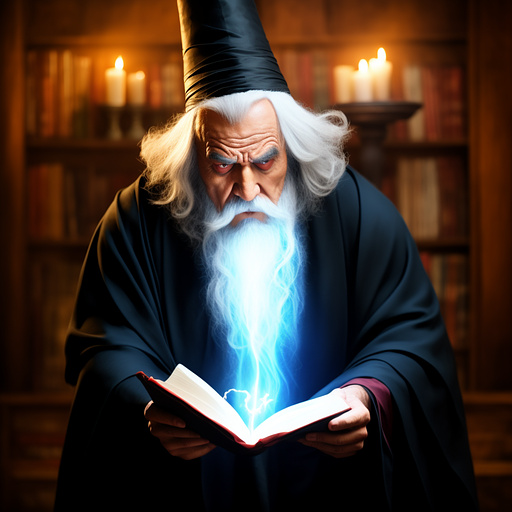 Evil wizard casting a spell  in custom style