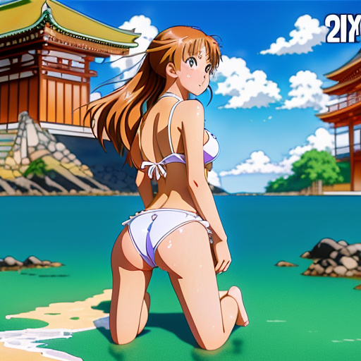 18 year old girl
tiny swimsuit
huge big boobs
big buttcrack 
kneeling
shiny swimsuit
yelling 
crying in anime style