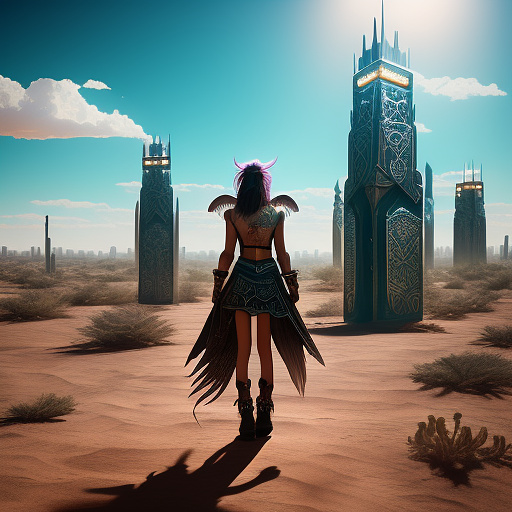 Girl wear nothing and stand next to her boyfriend in desert in angelcore style