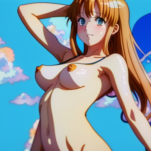 Nude girl with belly pussy in anime style