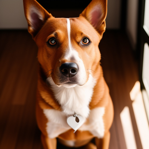 Dog drinking a tee  in realistic style