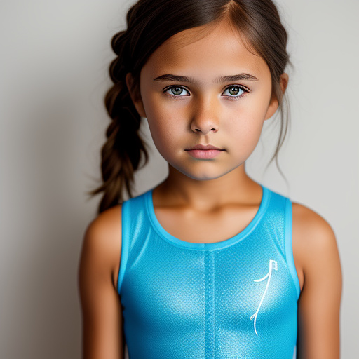 Ultra realistically a 10 year old girl shows her open sheath with sperm on it from very close detailed in custom style
