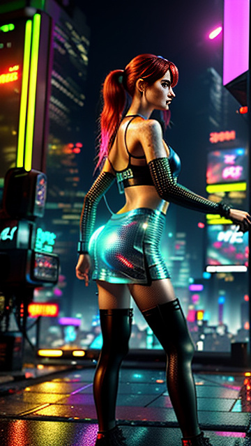 Sweaty slimy greasy soaked wet karen gillan wearing short tight clear see through strappy latex halter dress, ripped fishnet stockings, praying pose,  in cyberpunk style