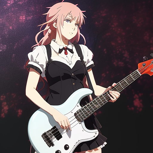 Andy dance as a singing zombie, playing bass guitar in anime style