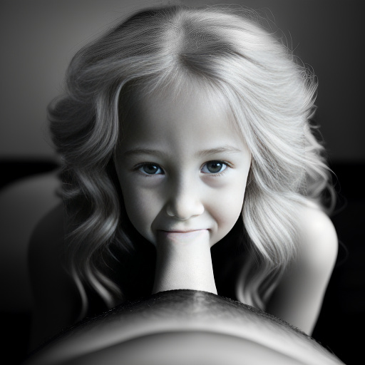 7 years old girl blowjob old man's penis in bw photo style