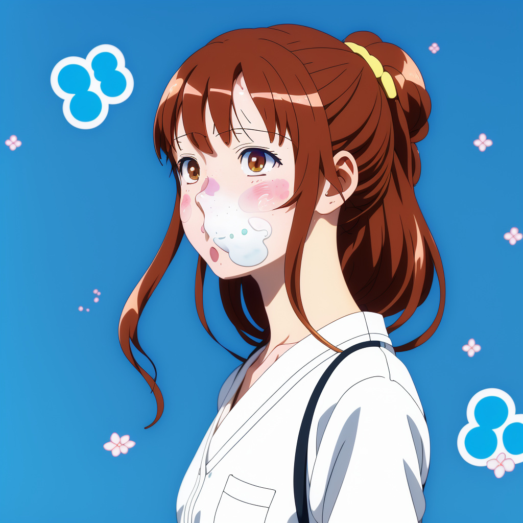 Girl with cum on face in anime style