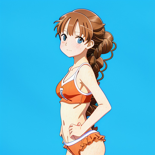 12 year old girl
tiny swimsuit

 in anime style