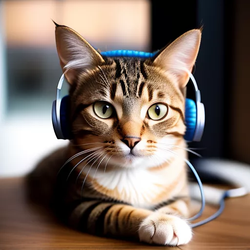 Cat with headphones logo in custom style