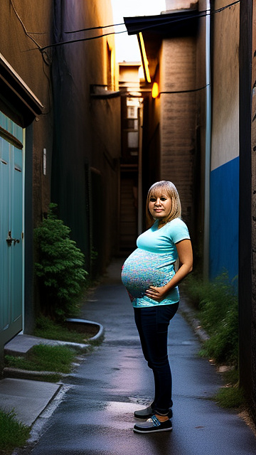 Pregnant, pedophile, alleyway,  in custom style