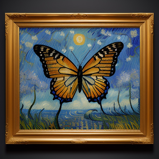 A seal with butterfly wings and antennas in neo impressionism style