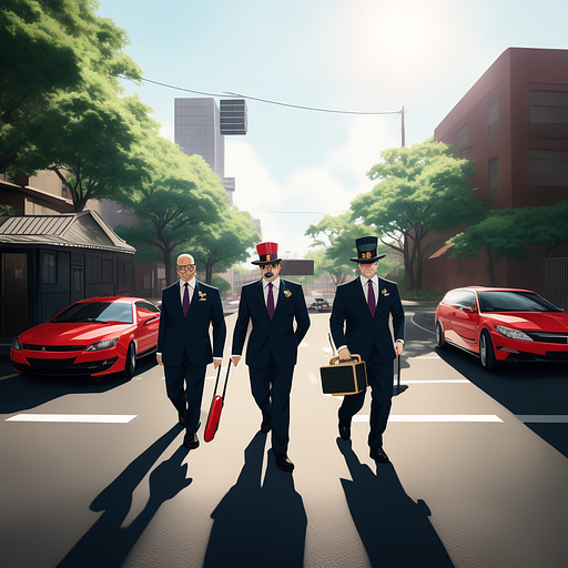 The payday gang joking around on the way to free hoxton from prison in anime style