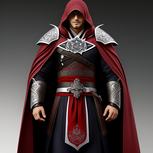Create concept art of an assassin of the game assassins creed whos of albanian decent. with his armor being inspired by  traditional albanian clothes. in anime style