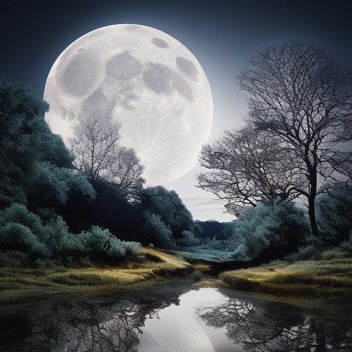Moonlit night, stars, and the moon. in custom style