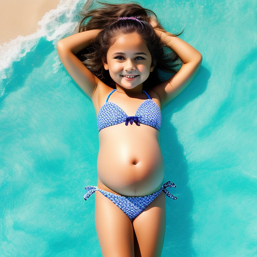 10 year old girl pregnant in a bikini  full body cute with open leg in custom style