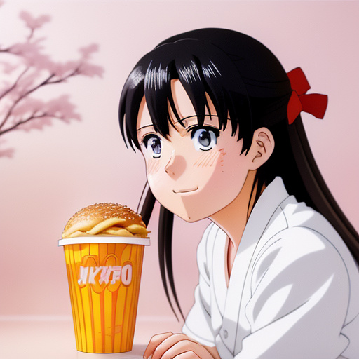 Caseoh eating mcdonalds in anime style