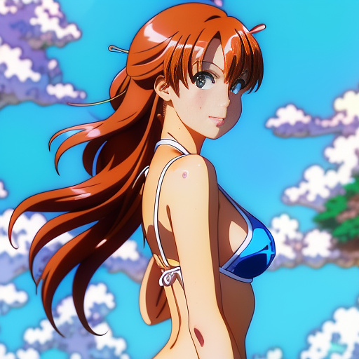 Sexy girl wears micro bikini and very hot in anime style