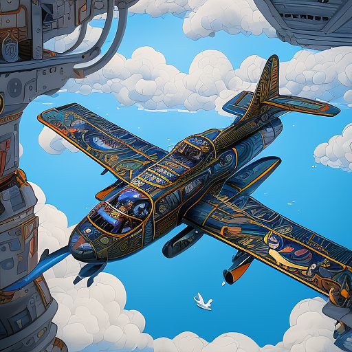 Funny plane is flying. the side door of the plane is open. people are falling out of the plane. in disney painted style